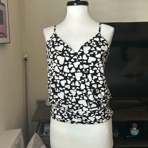 White House Black Market heart print tank top blouse XS